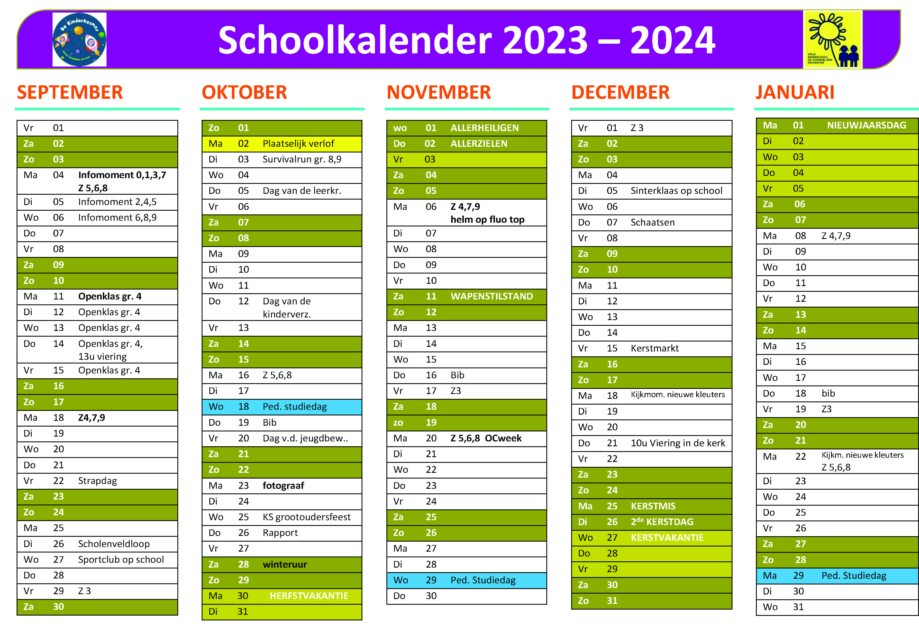 Schoolkalender deel 1